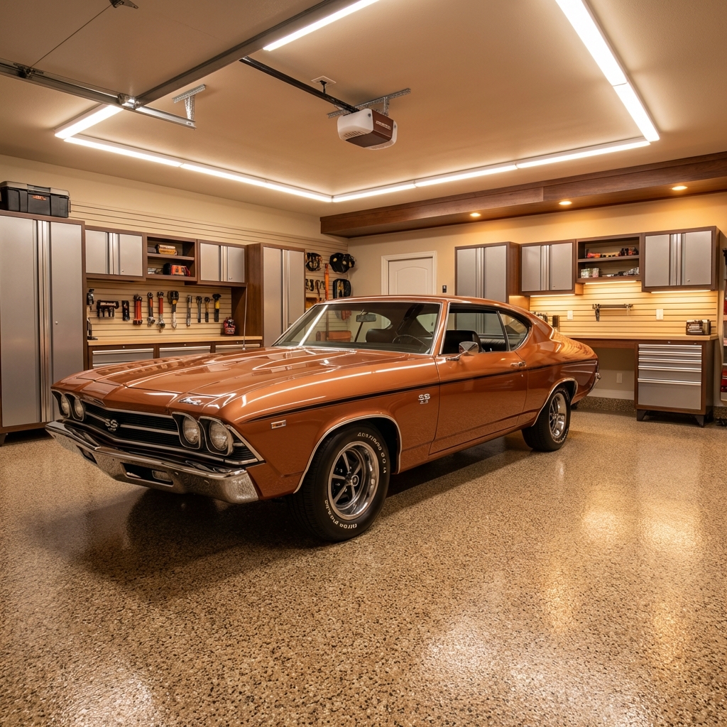 Classic car garage floor